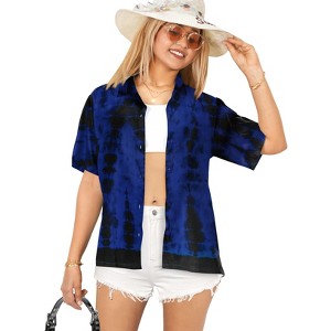 LA LEELA Women's Summer Casual Beach Hawaiian Short Sleeve Dressy Blouses Button Down Dress Tops Tee Shirts T Shirts for Women - 1 of 4