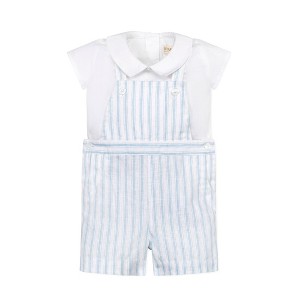 Hope & Henry Layette Baby Boy Linen Shortie Overall and Top 2-Piece Set, Infant - 1 of 4