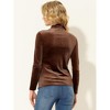 Allegra K Women's Solid Turtleneck Velvet Long Sleeve Work Basic Velour Blouse - 4 of 4