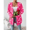 Coolmee Women's Fall Winter Long Sleeves Open Front Heart Print Knitted Sweater Cardigan Coat Outwear - 2 of 4