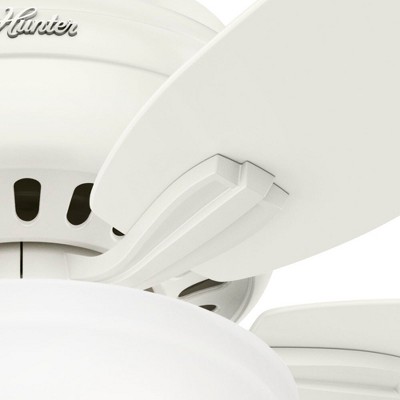52" White Low Profile Ceiling Fan with LED Light