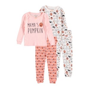 Chick Pea Baby Girl Toddler and Infant Pajama Long and Short Sleeve Matching combos 4 PC Set Halloween Orange Size 18M - 1 of 2