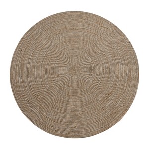 4' Round Round Braided Solid Jute Area Rug Brown - Masada Rugs - 1 of 4
