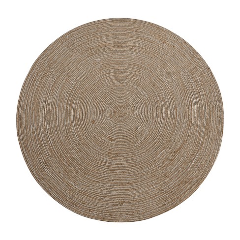 Emma And Oliver Round Braided Design Natural Jute And Polyester