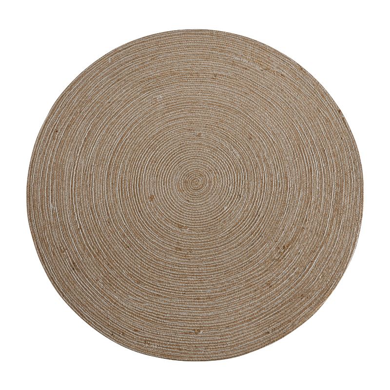 Emma and Oliver Round Braided Design Natural Jute and Polyester Blend Indoor Area Rug - 4 Foot, 1 of 8
