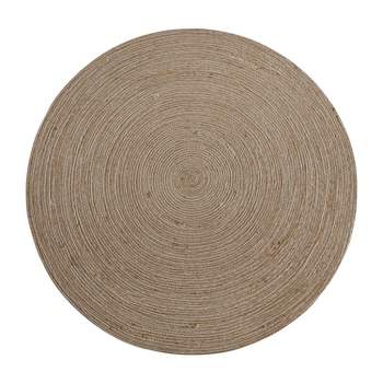 Emma and Oliver Round Braided Design Natural Jute and Polyester Blend Indoor Area Rug - 4 Foot