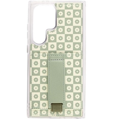 Walli Cases Blooming Check Phone Case with Wallet and Finger Strap