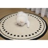 Zarkea™ Minimalist Cream & Black 39" Round Rug, Washable,Polypropylene,Non-Slip Rug for Indoor/Outdoor Use - 3 of 4
