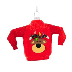 Kat + Annie 3.5 Inch Reindeer Sweater Light Strand Antlers Tree Ornaments - 1 of 3