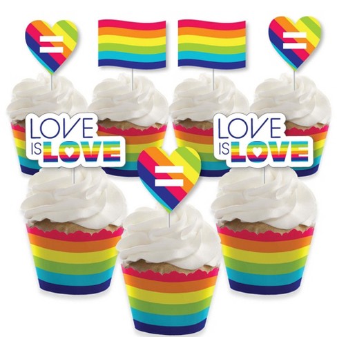 Pride Flag Cupcake Topper Gay Pride Cupcake Topper Set Gay & 