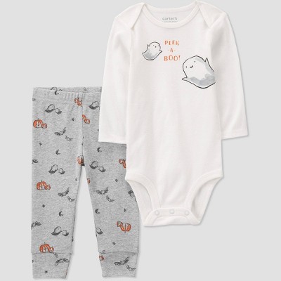Image of Carter's Just One You® Baby 'Peek-a-Boo' Halloween Top and Bottom Set - Gray/White Newborn
