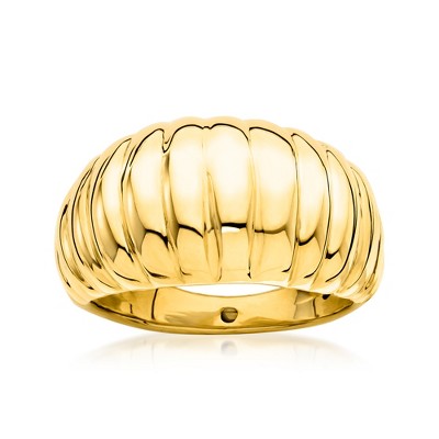 Ross-Simons Italian 18kt Yellow Gold Electroform Ribbed Dome Ring