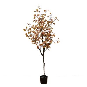 Artificial eucalyptus tree with lush foliage and silk leaves, a lifelike faux plant ideal for home and office decor. - 1 of 4