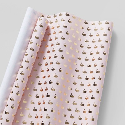 Gold Swans Gift Wrap Blush - Wondershop™