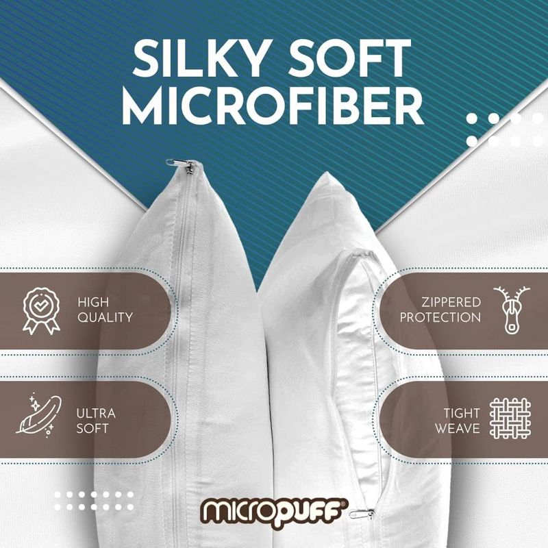 Micropuff Microfiber Pillow Protector with Zipper – (2 Pack), 2 of 9