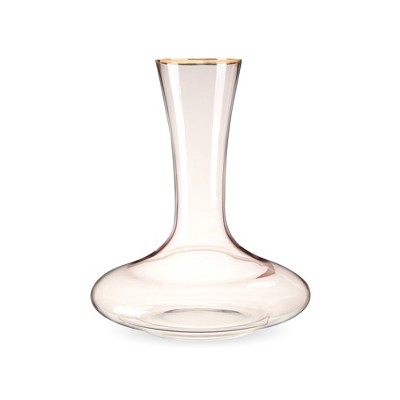 Twine Rose Crystal Decanter, Pink Wine Decanter and Aerator, Gold Rim, Wine Carafe, Crystal Decanter, Pink, Fits 1 Standard Wine Bottle, Set of 1