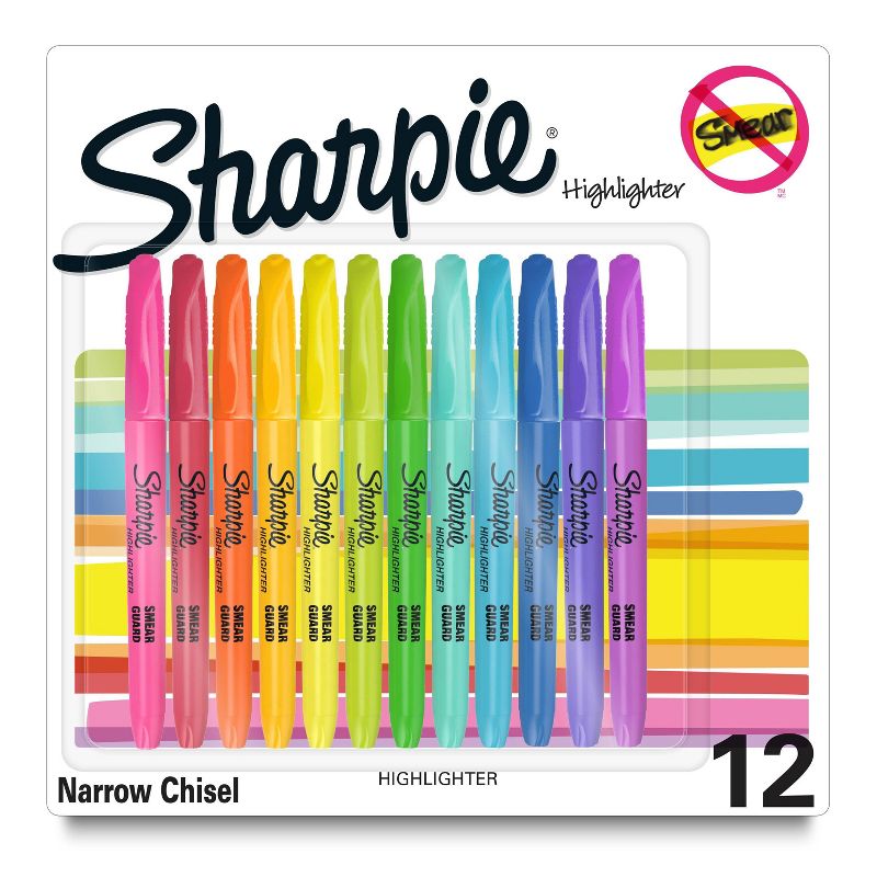 Sharpie 12ct Highlighters Pocket Fine Tip Assorted Colors, 1 of 10