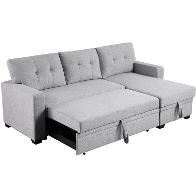 ROOMTEC Convertible Sleeper Sectional Sofa, L-shaped Corner Couch with Pullout Bed, Upholstered Sofa Bed w/Storage Chaise
