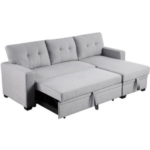 ROOMTEC Convertible Sleeper Sectional Sofa, L-shaped Corner Couch with Pullout Bed, Upholstered Sofa Bed w/Storage Chaise - 1 of 4