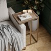 JIONJOY C-Shaped End Table with Beaded Tray Top - Space-Saving Farmhouse Snack Table for Couches - 2 of 4