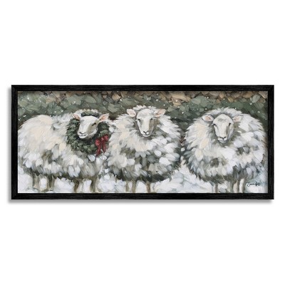Stupell Industries Seasonal Winter Sheep Farmhouse Snow Framed Giclee Art