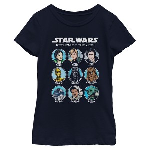 Girls Star Wars Cartoon Portraits T Shirt - 1 of 4