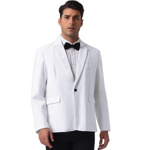 INSPIRE CHIC Men's Notch Lapel One Button Formal Solid Color Business Suit Jackets - 1 of 4