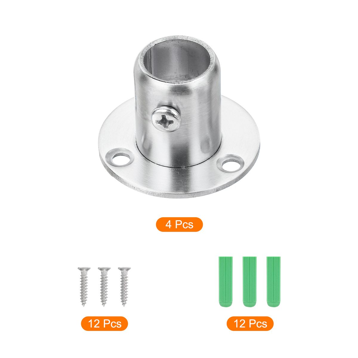 Unique Bargains Flange Closet End Supports Diameter Rod Bracket 4 Pcs - thumbnail 3