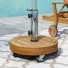 Okak Minimalism Round Umbrella Stand with Acacia Wood Frame, Umbrella Base with Wheels and Adjustable Knob, Outdoor Umbrella Base, Teak - 2 of 4