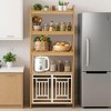 KWPZQEB Modern 2 IN 1 Dog Furniture, Ladder Bookshel with Dog Crate, Wood Display Shelf with Open Storage, Natural - 2 of 4