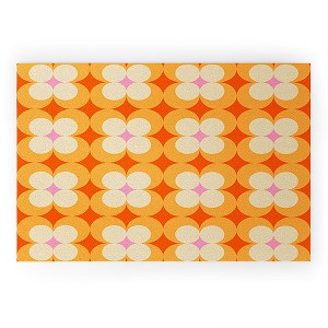 Jen Du Vintage Yellow Orange Flowers Welcome Mat - Deny Designs - 1 of 3