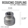 Pipe Decor 1 1/2 in. x 1 in. Black Reducing Coupling - 3 of 4