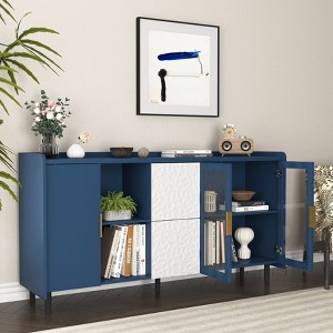 Modern Kitchen Pantry Storage Cabinet , 55" Coffee Bar Storage Cabinet with 2 Drawer - 1 of 4