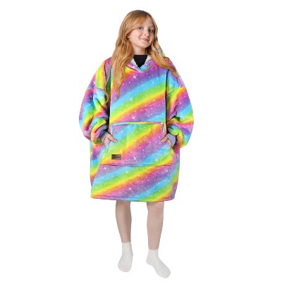 Tirrinia Blanket Hoodie Oversized Sweatshirt for Girl Boy, Wearable Fleece Blanket Pullover, Christmas Cozy Gift for Kid Teen, Youth