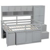 Twin/Full Size Wooden Loft Bed with Under-Bed Desk, Drawers and Shelves 4W - ModernLuxe - 4 of 4