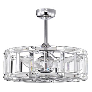 Warehouse Of Tiffany Luna 25" Crystal Shade Fandelier with Light and with Remote Control - 1 of 2