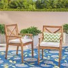 SKRAN Outdoor Acacia Wood Dining Chair, Set of 2 with 2 Polyester Cushions for Backyard, Poolside and Garden (Cream,Teak) - 2 of 4