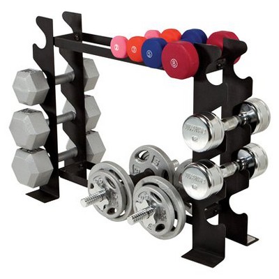 Compact Black Steel Dumbbell Rack with 10 Slots
