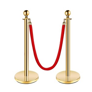 Stanchion Post with Velvet Rope, VIP Stanchion Queue Pole Barrier Posts, Red Carpet Stanchion Set - 1 of 4