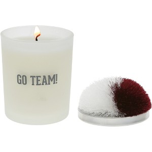 Pavilion Gift Company - Go Team! - Maroon & White - 5.5 oz - 100% Soy Wax Candle with Pom Pom Lid Scent: Tranquility - Flame Candles - 1 of 4
