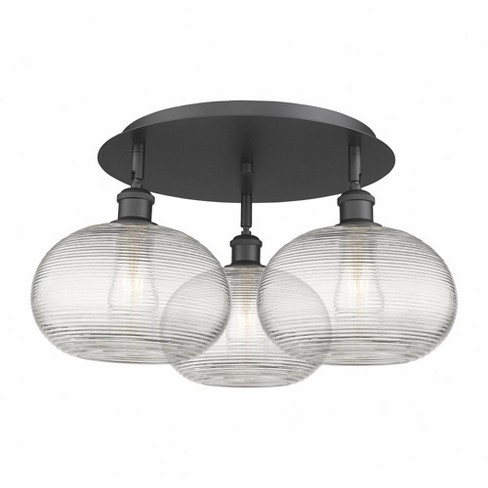 Innovations Lighting Ithaca 3 - Light Flush Mount In Matte Black : Target