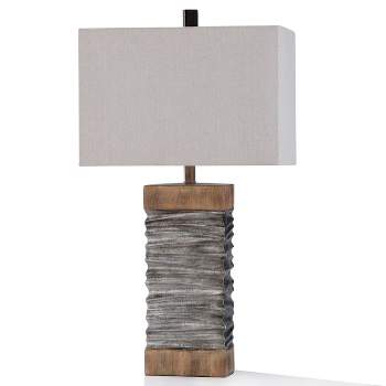 Darley Table Lamp Silver and Natural Wood Painted Resin - StyleCraft