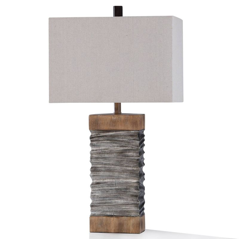 Darley Table Lamp Silver and Natural Wood Painted Resin - StyleCraft, 1 of 8