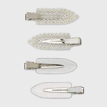 Pearl Creaseless Hair Clip Set 4pc - Wild Fable™ Silver