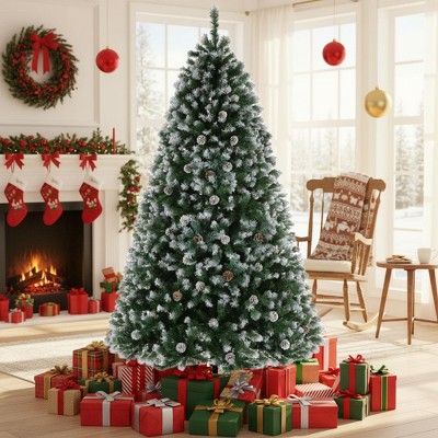KRISRATE 6FT Christmas Tree with Pine Cones, Artificial Holiday Christmas Tree with 756 PVC Branch Tips, Easy Assembly for Home, Party, Office, Green