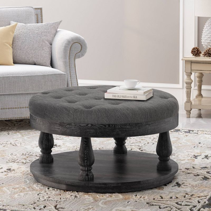 Hewlett Contemporary Fabric Round Ottoman - Christopher Knight Home, 3 of 12