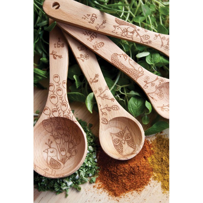 Talisman Designs Laser Etched Honey Bee Beechwood Measuring Spoons, Woodland Collection, Set of 4, 4 of 7