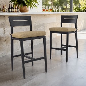 UNISOAR Modern Outdoor 2PC Bar Stools, Aluminum Patio Bar Chair with Ergonomic Backrest, Tapered Legs - 1 of 4