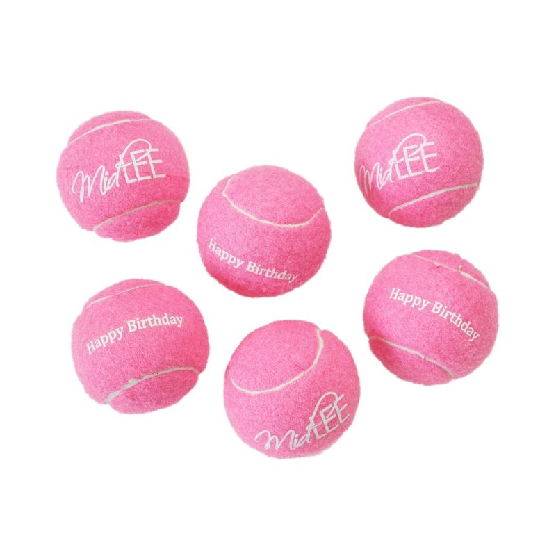 Midlee Pink Happy Birthday Dog Tennis Balls, 1 of 10