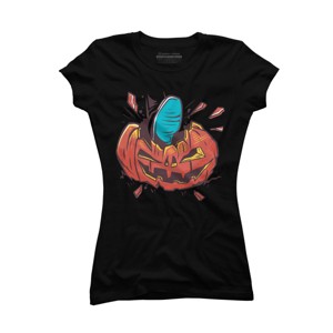 Junior's Design By Humans Halloween smashed pumpkin By BlackBerry55 T-Shirt - 1 of 2